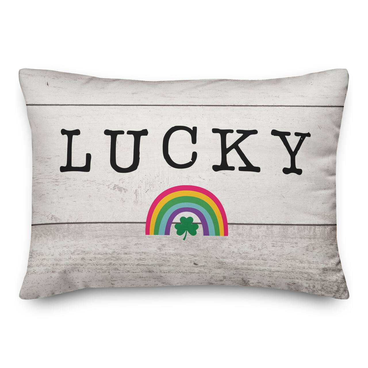 Lucky Wood Slats Rainbow 14" x 20" Throw Pillow
